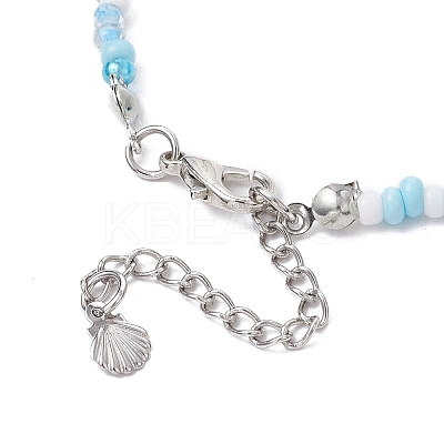 4Pcs 4 Colors Summer Natural Shell & Synthetic Magnesite Star & Glass Seed Beaded Anklets AJEW-AN00680-1