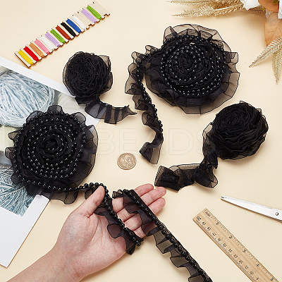 4Pcs 4 Styles Double & Single Layer Chinlon Lace Trim Fabric DIY-WR0003-87B-1