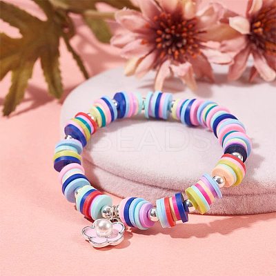 Flat Round Handmade Polymer Clay Beads CLAY-R067-6.0mm-09-1