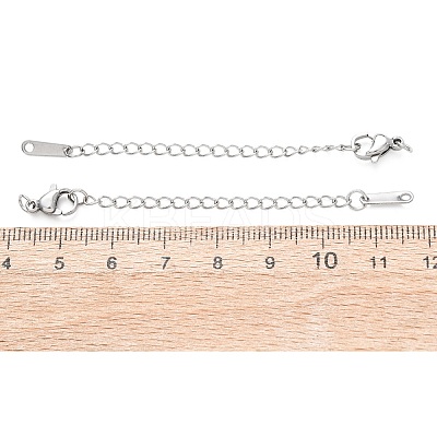 304 Stainless Steel Chain Extender with Teardrop Charms STAS-G383-08P-1