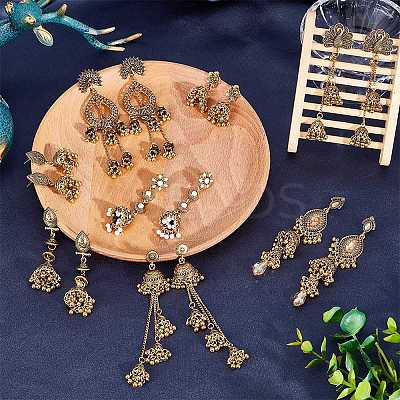 8 Pairs 8 Style Zinc Alloy Dangle Stud Earrings for Women EJEW-AN0003-16-1