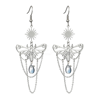 201 Stainless Steel Butterfly Dangle Earrings EJEW-TA00367-02-1