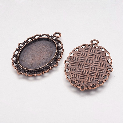 Zinc Alloy Pendant Settings for Cabochon & Rhinestone X-PALLOY-A15257-R-FF-1