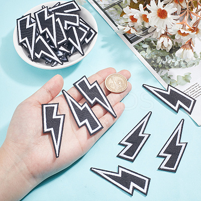 30Pcs Lightning Bolt Polyester Computerized Embroidery Iron on Patches PATC-HY0001-64-1