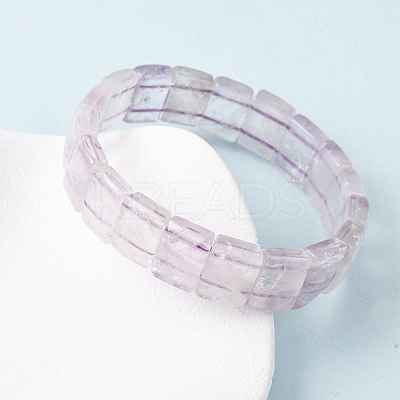 Rectangle Natural Amethyst Beads Stretch Bracelets for Women Men BJEW-Z149-01D-1