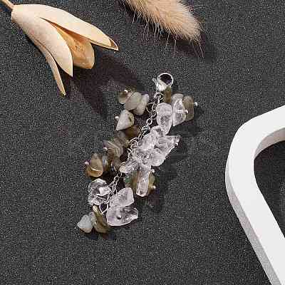 Natural Quartz Crystal & Labradorite Chip Beaded Pendant Decorations HJEW-JM01234-03-1