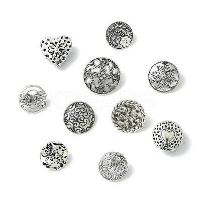 50Pcs 10 Styles Alloy Shank Buttons BUTT-CJ0001-09-1