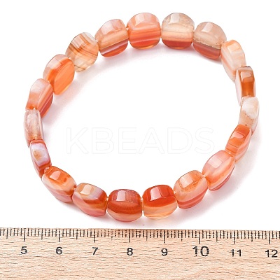 Dyed & Heated Natural Banded Agate Faceted Beaded Stretch Bracelets for Women BJEW-K251-07I-1
