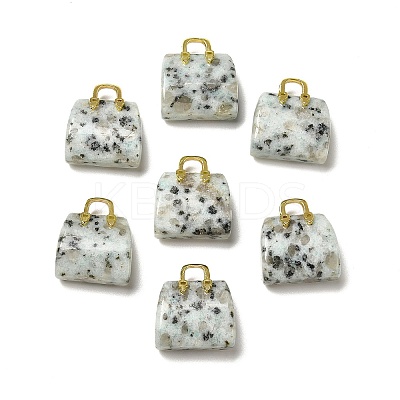 Natural Sesame Jasper Brass Pendants KK-E274-01G-23-1