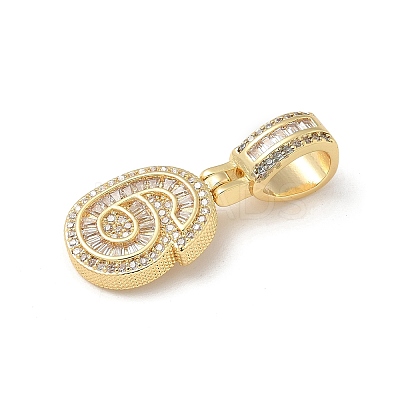 Brass Clear Cubic Zirconia European Dangle Charms LS-KK-R003-01G-06-1