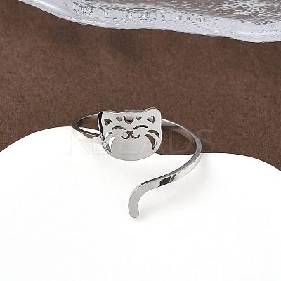 304 Stainless Steel Cuff Rings for Women RJEW-F195-02P-1