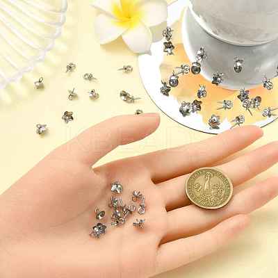 45Pcs 3 Styles Stainless Steel Cup Pearl Peg Bails Pin Pendants STAS-YW0003-09-1
