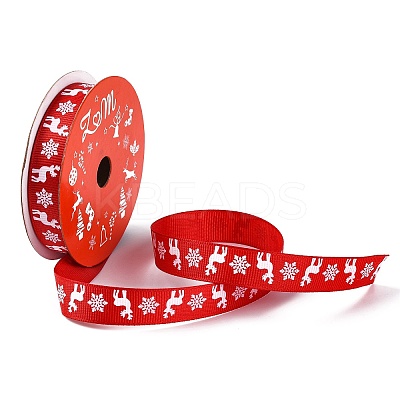 5 Yards Christmas Polyester Printed Grosgrain Ribbon OCOR-A008-01F-1