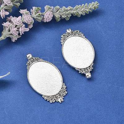 Tibetan Style Alloy Pendant Cabochon Settings X-TIBEP-N003-28AS-1
