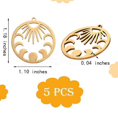 5Pcs Ion Plating(IP) 201 Stainless Steel Pendants STAS-SZ0002-07G-1