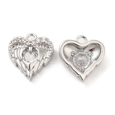 Brass & Glass & Cubic Zirconia Charms KK-G468-54P-04-1
