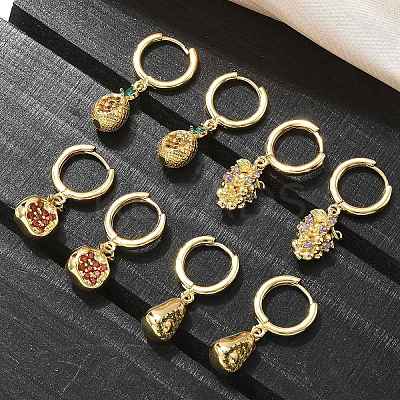 Brass Cubic Zirconia Hoop Earrings EJEW-Q015-02G-1