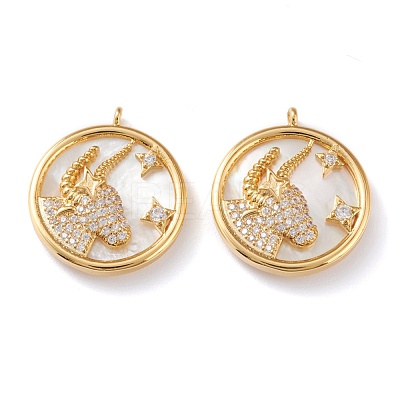 Real 18K Gold Plated Brass Micro Pave Clear Cubic Zirconia Pendants ZIRC-Z007-22F-1