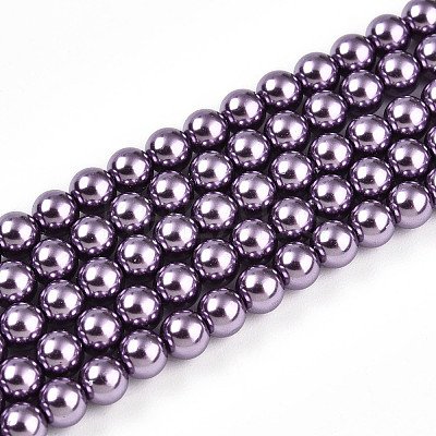 Baking Paint Pearlized Glass Pearl Bead Strands HY-N002-4mm-A14-1