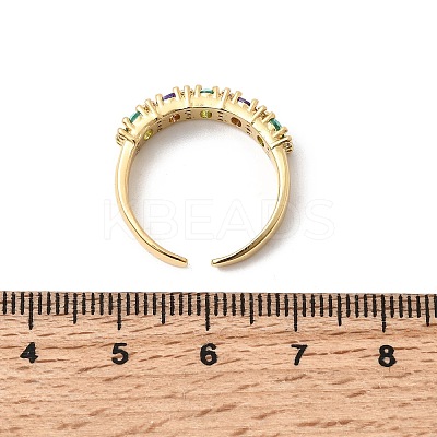 Brass Micro Pave Cubic Zirconia Cuff Rings for Women LS-RJEW-K312-07G-1