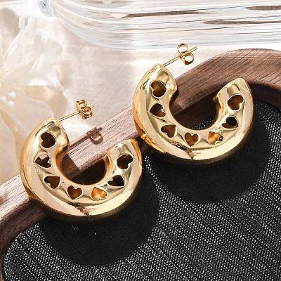 C-Shaped 304 Stainless Steel Stud Earrings for Women LS-EJEW-A125-01G-1