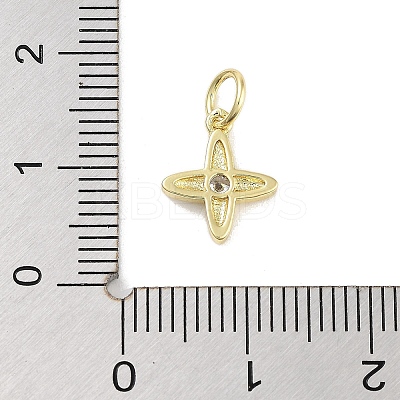 Cross Charms Rack Plating Brass Cubic Zirconia KK-M293-20G-01-1