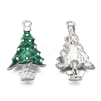Alloy Christmas Tree Enamel Pendants For Christmas Day ENAM-R041-14-1