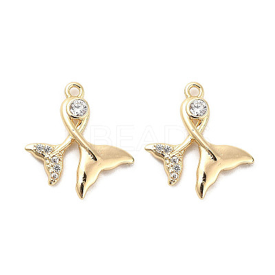 Brass Micro Pave Clear Cubic Zirconia Pendants KK-C054-16G-1
