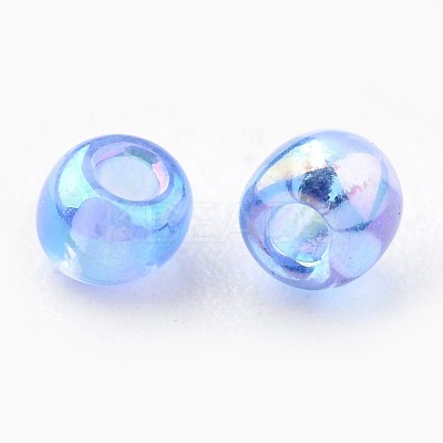 Round Transparent Colors Rainbow Glass Seed Beads X-SEED-A007-2mm-166-1