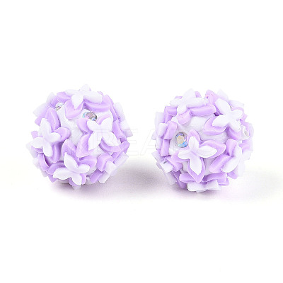 Handmade Polymer Clay Rhinestone and Resin Beads CLAY-T022-01E-1