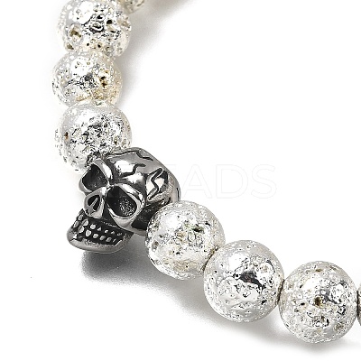 Halloween Electroplate Natural Lava Rock Bracelets BJEW-JB12332-03-1