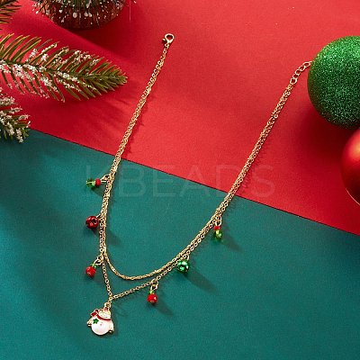 Christmas Alloy Enamel & Rhinestone & Glass Pendant Bib Necklaces FS-WGCF3BB-04-1