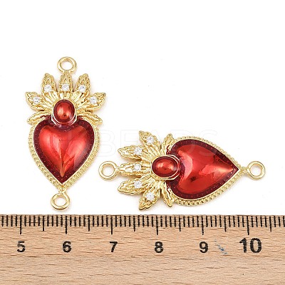 Brass Pave Clear Cubic Zirconia Connector Charms KK-L251-18G-02-1