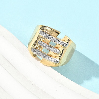 Brass Micro Pave Cubic Zirconia Cuff Rings RJEW-D307-05G-B-1