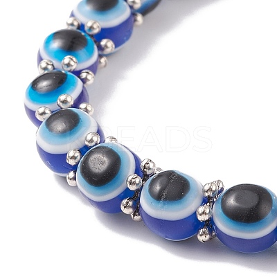 Resin Evil Eye Beaded Stretch Bracelet with Alloy Charm for Men Women BJEW-JB08216-1