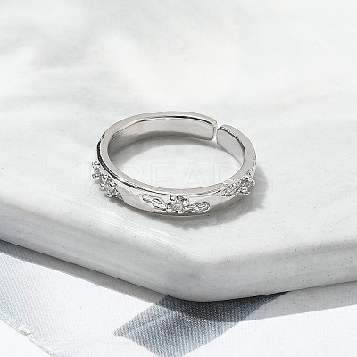 Clear Cubic Zirconia Cuff Rings RJEW-G337-16P-1