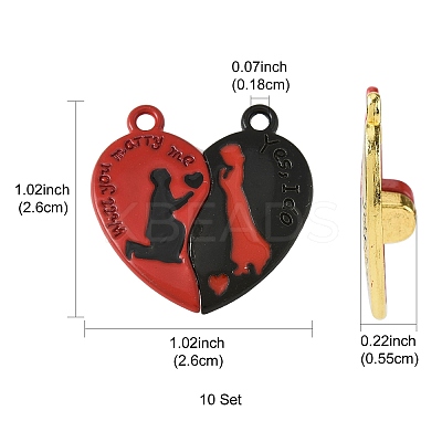 10 Bags Spray Painted Alloy Red and Black Enamel Split Pendants FIND-FS0004-21-1