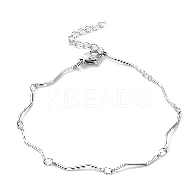 Non-Tarnish 304 Stainless Steel Twist Bar Link Chain Bracelet BJEW-K226-06P-1
