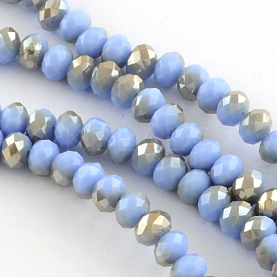 Electroplate Glass Faceted Rondelle Bead Strands EGLA-Q056-8mm-10-1