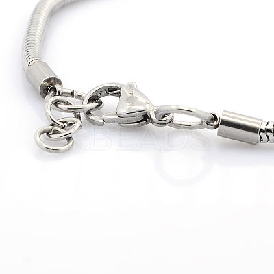 Tarnish Resistant 304 Stainless Steel European Style Round Snake Chains Bracelets STAS-J015-01-1