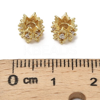 Brass Micro Pave Cubic Zirconia Beads KK-B142-22G-1