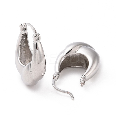 Brass Twist Teardrop Hoop Earrings for Women EJEW-C008-28P-1
