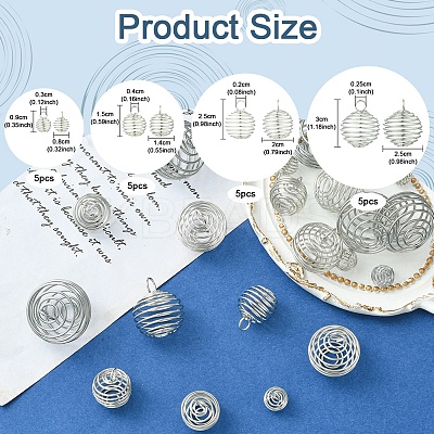20Pcs 4 Styles Iron Wire Pendants IFIN-FS0001-46P-1
