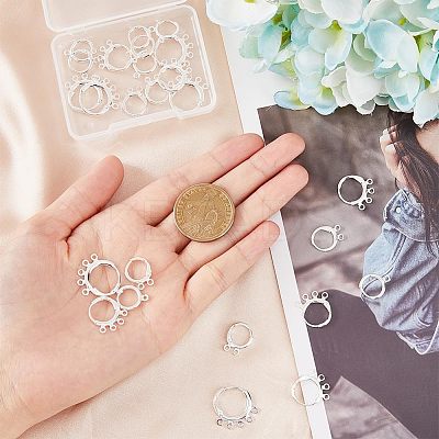 40Pcs 4 Style Rack Plating Eco-friendly Brass Huggie Hoop Earring Findings KK-FH0003-98-1