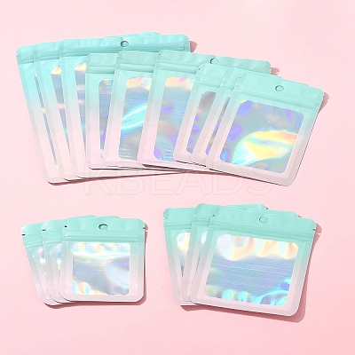 60Pcs 5 Styles Rectangle Glitter Holographic PVC Resealable Packaging Bags ABAG-FS0001-14B-1