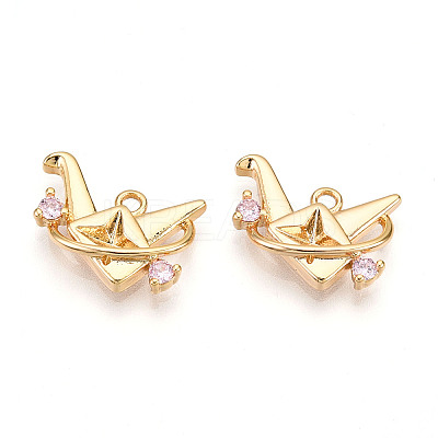 Brass Micro Pave Cubic Zirconia Charms KK-N261-72G-1