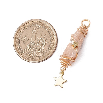 3Pcs 3 Styles Electroplated Natural Quartz Crystal Nuggets Copper Wire Wrapped Pendants PALLOY-JF03126-1