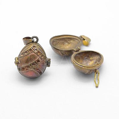 Brass Prayer Box Pendants KK-F722-23C-RS-1