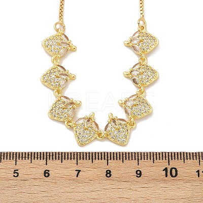 Brass Micro Pave Clear Cubic Zirconia Fruit Bib Necklaces NJEW-F342-01A-G-1