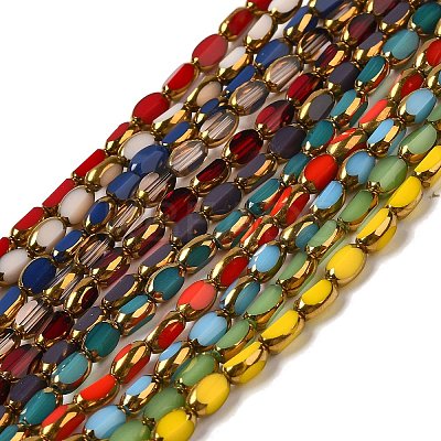 Electroplate Opaque Color Glass Beads Strands EGLA-Q127-A01-02-1